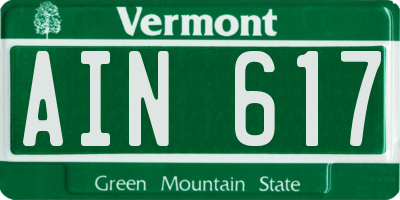 VT license plate AIN617