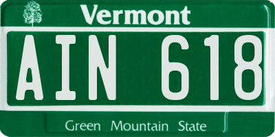 VT license plate AIN618