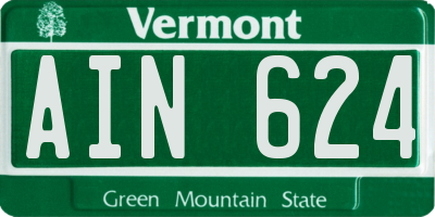 VT license plate AIN624