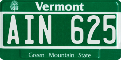 VT license plate AIN625