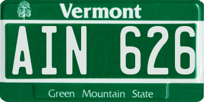 VT license plate AIN626