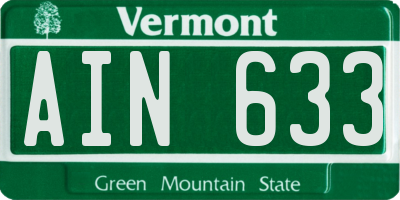 VT license plate AIN633