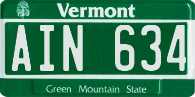 VT license plate AIN634