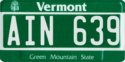 VT license plate AIN639