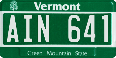 VT license plate AIN641
