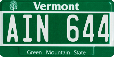 VT license plate AIN644