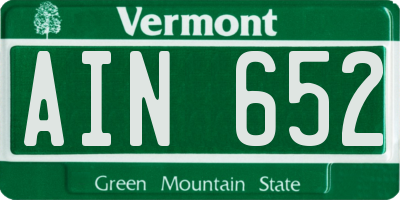VT license plate AIN652