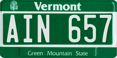 VT license plate AIN657