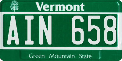 VT license plate AIN658