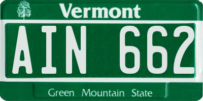 VT license plate AIN662