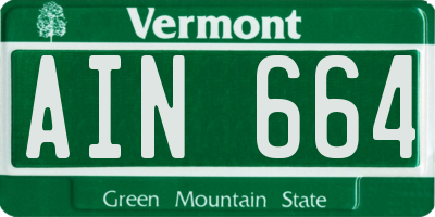 VT license plate AIN664