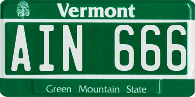 VT license plate AIN666