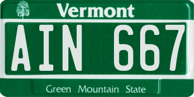 VT license plate AIN667
