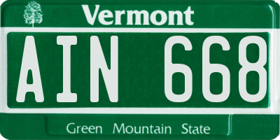 VT license plate AIN668