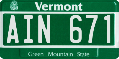 VT license plate AIN671