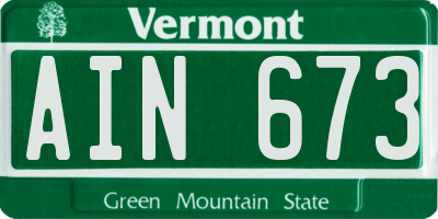 VT license plate AIN673