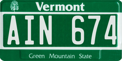 VT license plate AIN674