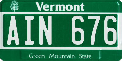 VT license plate AIN676