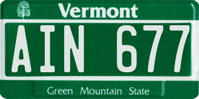 VT license plate AIN677