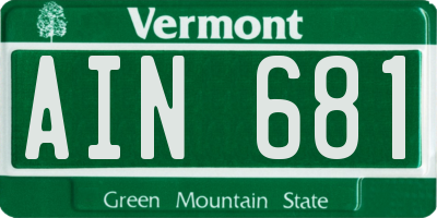 VT license plate AIN681