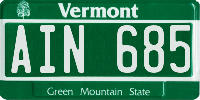 VT license plate AIN685