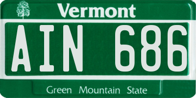 VT license plate AIN686