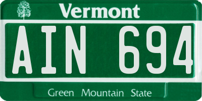 VT license plate AIN694