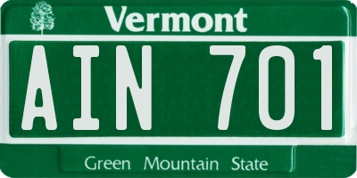 VT license plate AIN701