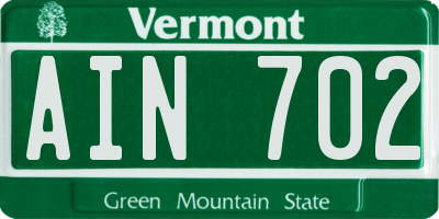 VT license plate AIN702