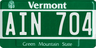 VT license plate AIN704