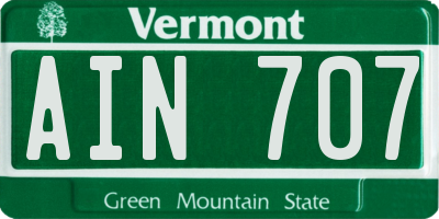 VT license plate AIN707