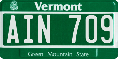 VT license plate AIN709