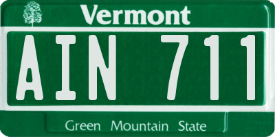 VT license plate AIN711