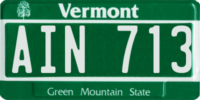 VT license plate AIN713