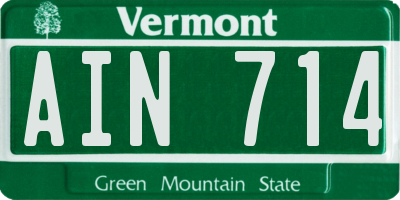 VT license plate AIN714