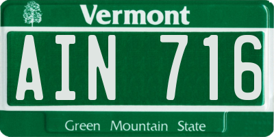 VT license plate AIN716