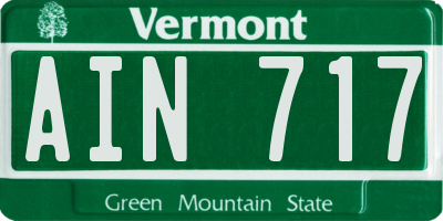 VT license plate AIN717