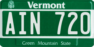 VT license plate AIN720