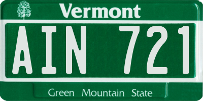 VT license plate AIN721