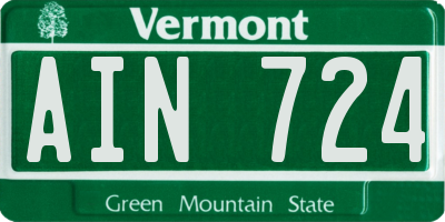VT license plate AIN724