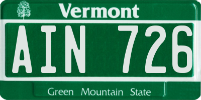 VT license plate AIN726