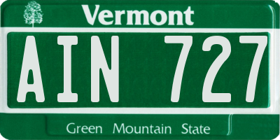 VT license plate AIN727