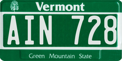 VT license plate AIN728