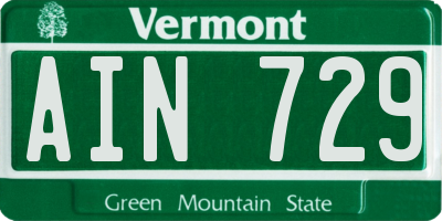 VT license plate AIN729