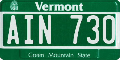 VT license plate AIN730