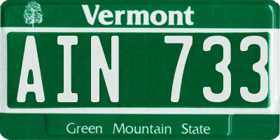 VT license plate AIN733
