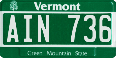 VT license plate AIN736