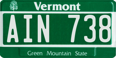 VT license plate AIN738