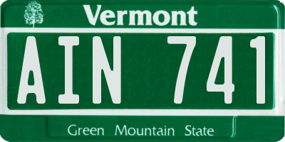 VT license plate AIN741