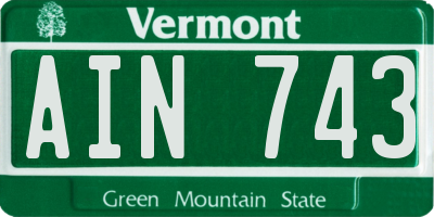VT license plate AIN743